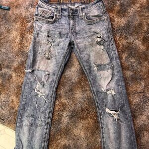 Rock Revival Distressed Straight Jeans